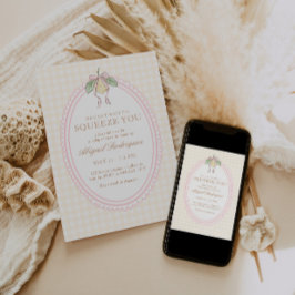Invitación Chupete de Limón Amarillo y Rosa para Baby Shower