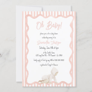 Invitación Chupete de Mano Dibujado Rosa para Baby Shower de