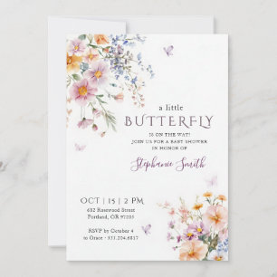 Invitación Chupete de Mariposa de Lavanda para Baby Shower