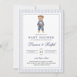 Invitación Chupete de osito azul inspirado para baby shower