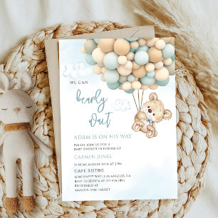 Invitación Chupete de osito azul para baby shower