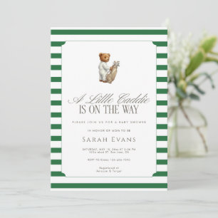 Invitación Chupete de osito Caddie verde Baby Shower