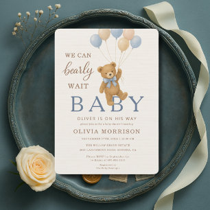 Invitación Chupete de osito de Baby Shower No Podemos Esperar