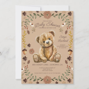 Invitación Chupete de osito del bosque caprichoso Baby Shower