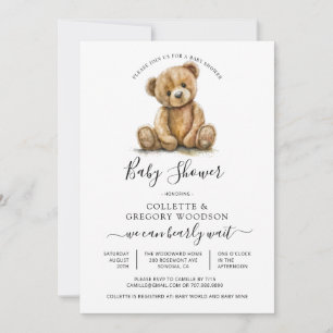 Invitación Chupete de oso de acuarela para baby shower
