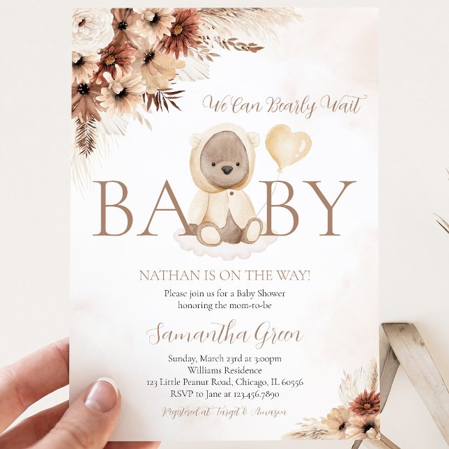 Invitación Chupete de oso otoñal para bebé sin género (Subido por el creador)