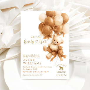 Invitación Chupete de oso pardo globo arco baby shower