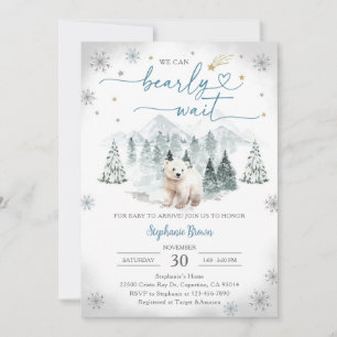 Invitación Chupete de oso polar azul para baby shower de invi