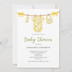 Invitación Chupete de ropa de limón para baby shower