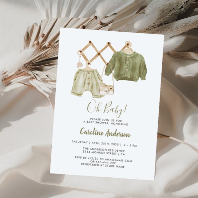 Invitación Chupete de ropa neutral boho (Subido por el creador)