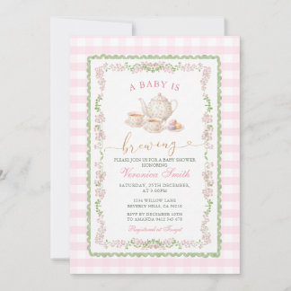 Invitación Chupete de té rosa Grandmillenial para baby shower