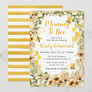 Invitación Chupete de verano de acuarela Abejas y flores Baby