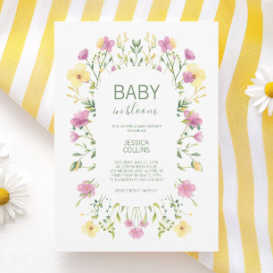 Invitación Chupete en Flor Acuarela Fiesta de Bebé con Flores