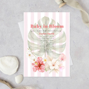 Invitación Chupete en Flor Hibisco de Palma Raya Baby Shower