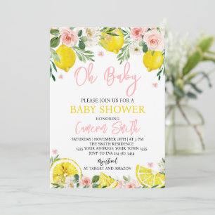 Invitación Chupete Floral de Limón Baby Shower