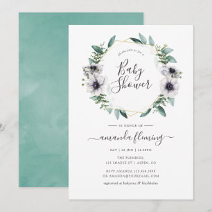 Invitación Chupete geométrico de eucalipto Pastel Baby Shower