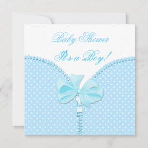 Invitación Chupete Niño Azul Blanco Lunares