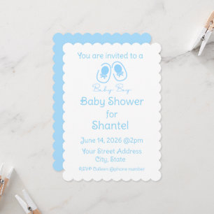 Invitación Chupete Niño Azul Zapatos Baby Shower