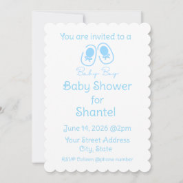 Invitación Chupete Niño Azul Zapatos Baby Shower