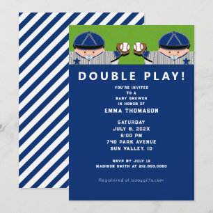 Invitación Chupete para gemelos beisbol