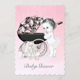 Invitación Chupete Rosa para Baby Shower
