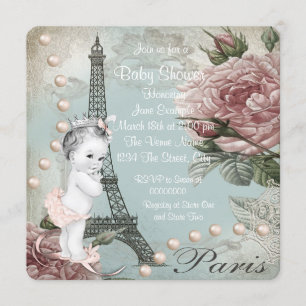 Invitación Chupete Vintage Rosa París