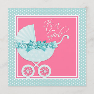 Invitación Chupete y Baby Shower Azul Rosa