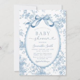 Invitación Chupeteada de shower de bebé niña en azul polvorie