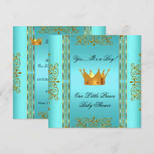 Invitación Chupeteado Azul Turquesa Dorado Niño Príncipe Coro