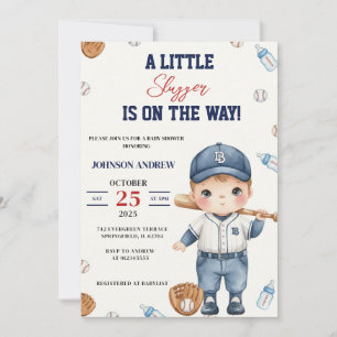 Invitación Chupeteador de béisbol personalizado Baby Shower