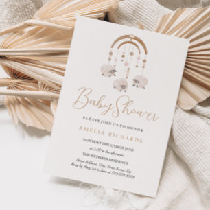 Invitación Chupeteador móvil boho dulce neutral para baby sho