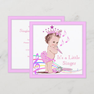 Invitación Chupeteando Baby Shower Niña Linda Música Rosa