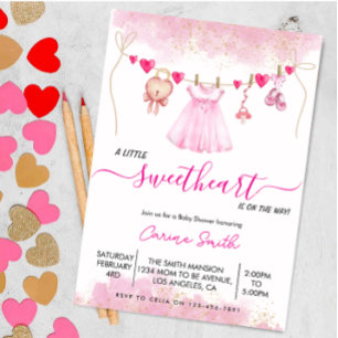 Invitación Chupetín: Baby Shower del Día de San Valentín