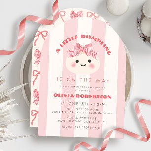 Invitación Chupetito Lazo Rayas Rosa Niña Baby Shower