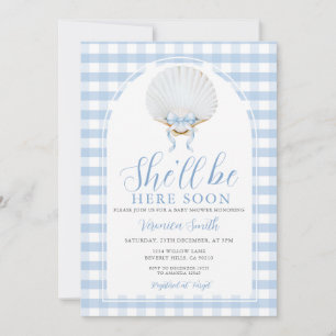 Invitación Chupetón Azul Estará Aquí Pronto Fiesta de Bebé Co
