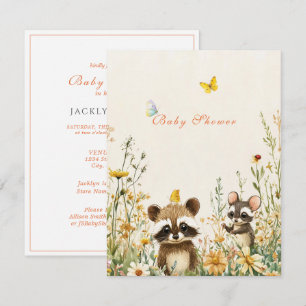 Invitación Chupetón de agua de mapache ratón mariposas