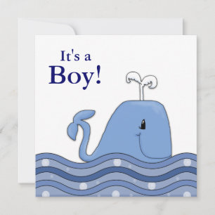 Invitación Chupetón de ballena azul para baby shower