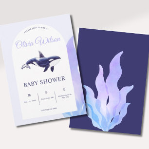 Invitación Chupetón de ballena orca acuarela