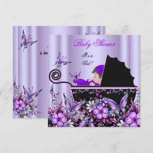 Invitación Chupetón de bebé Niña bebé linda Mariposa púrpura