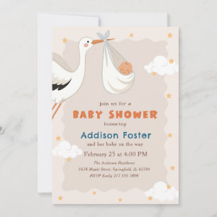 Invitación Chupetón de Cigüeña de Entrega Especial para Baby 