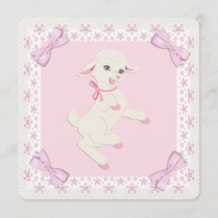 Invitación Chupetón de corderito rosa para baby shower