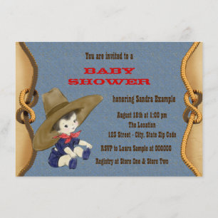 Invitación Chupetón de vaquero para baby shower