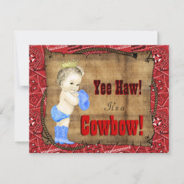 Invitación Chupetón de vaquero para baby shower