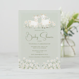 Invitación Chupetones de Cabras y Margaritas para Baby Shower