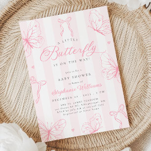Invitación Chupetones y lazos rosados para baby shower