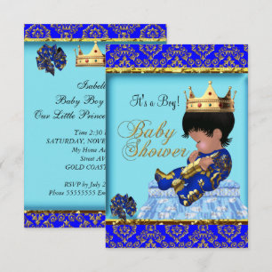 Invitación Chupinada Azul Oro Niño Príncipe
