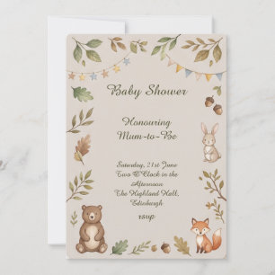 Invitación Chupinada de Animales del Bosque para Bebé