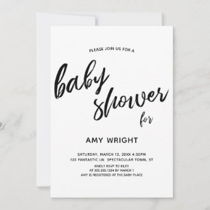 Invitación Chupinada de Baby Shower con Letra a Mano Simple y
