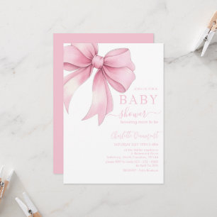 Invitación Chupinada de Baby Shower con Listón Rosa Claro Acu