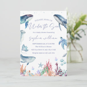 Invitación Chupinada de bebé acuarela Bajo el Mar 